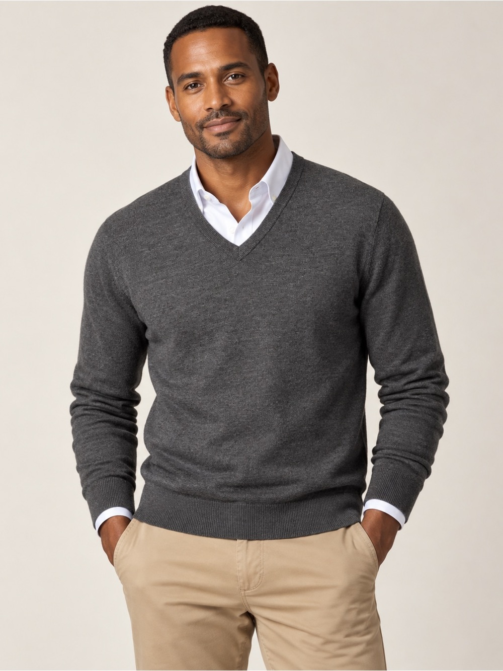 J.Crew Men’s XL Slim 100% Merino Wool V-Neck Sweater Charcoal Gray Preppy